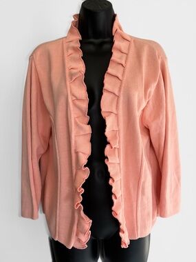 Willow vintage 90's Y2K Willow Peach Knit Ruffle Cardigan Size XL